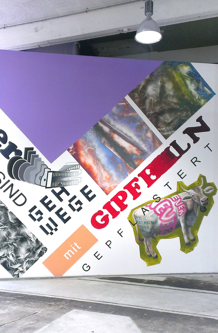 Mancherorts sind die gehwege mit gipfeln gepflastert 2013 wandbild nenn mich nicht stadt kunstmuseum st galllen lokremise